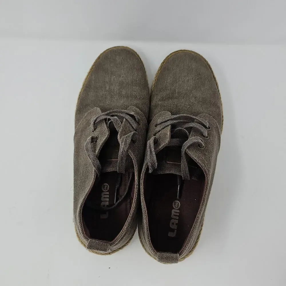 Lamo Mens Brown Canvas Chukka Espadrille Lace Up Shoes Size‎ 10 Coastal Casual